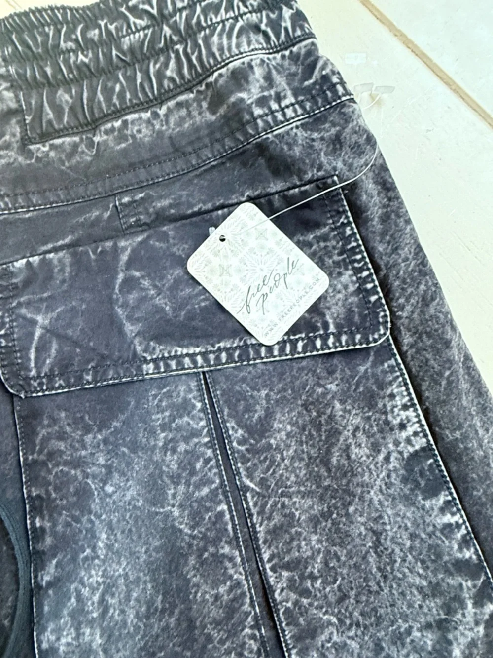 Free People Washed Black Mini Skirt with Front Pockets